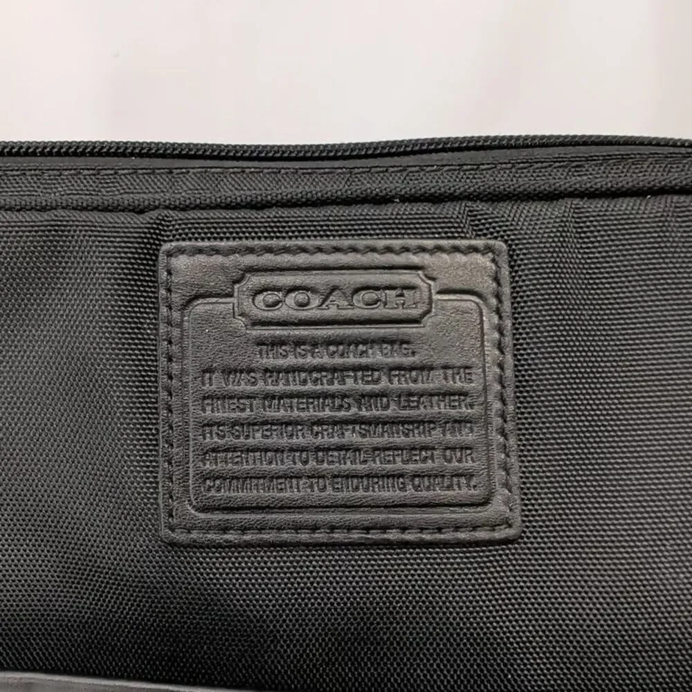 Coach Laptop Sleeve Case Black Nylon Perforated Leather Computer Bag Mens Padded